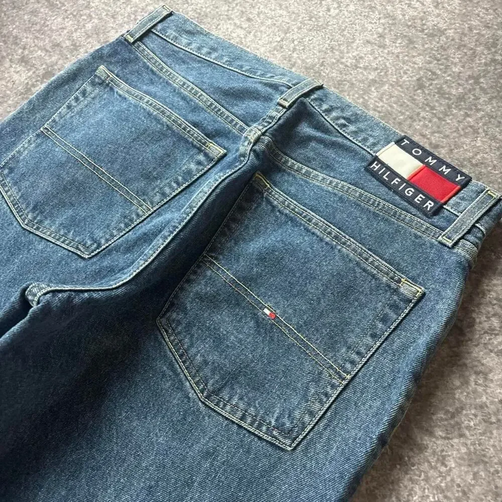 Vintage Tommy Hilfiger Tommy Jeans Men’s 34 Baggy Blue Denim Y2K Flag Logo